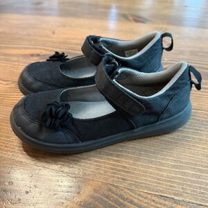 Stride Rite Mary Jane Shoes Gemma‎ Girls Size 13 Black Cloth Flower Hook & Loop